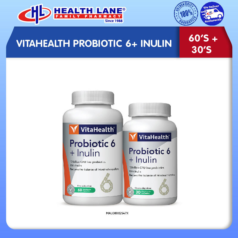 VITAHEALTH PROBIOTIC 6+ INULIN 60'S+30'S